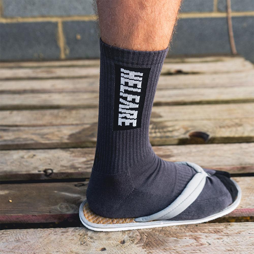 HELFARE Box Logo Crew Sock | Grey