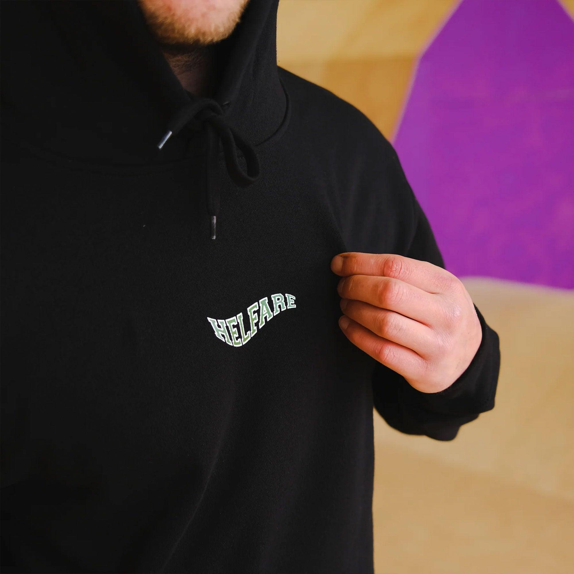 HELFARE Varsity Hoodie I Black | Front Logo