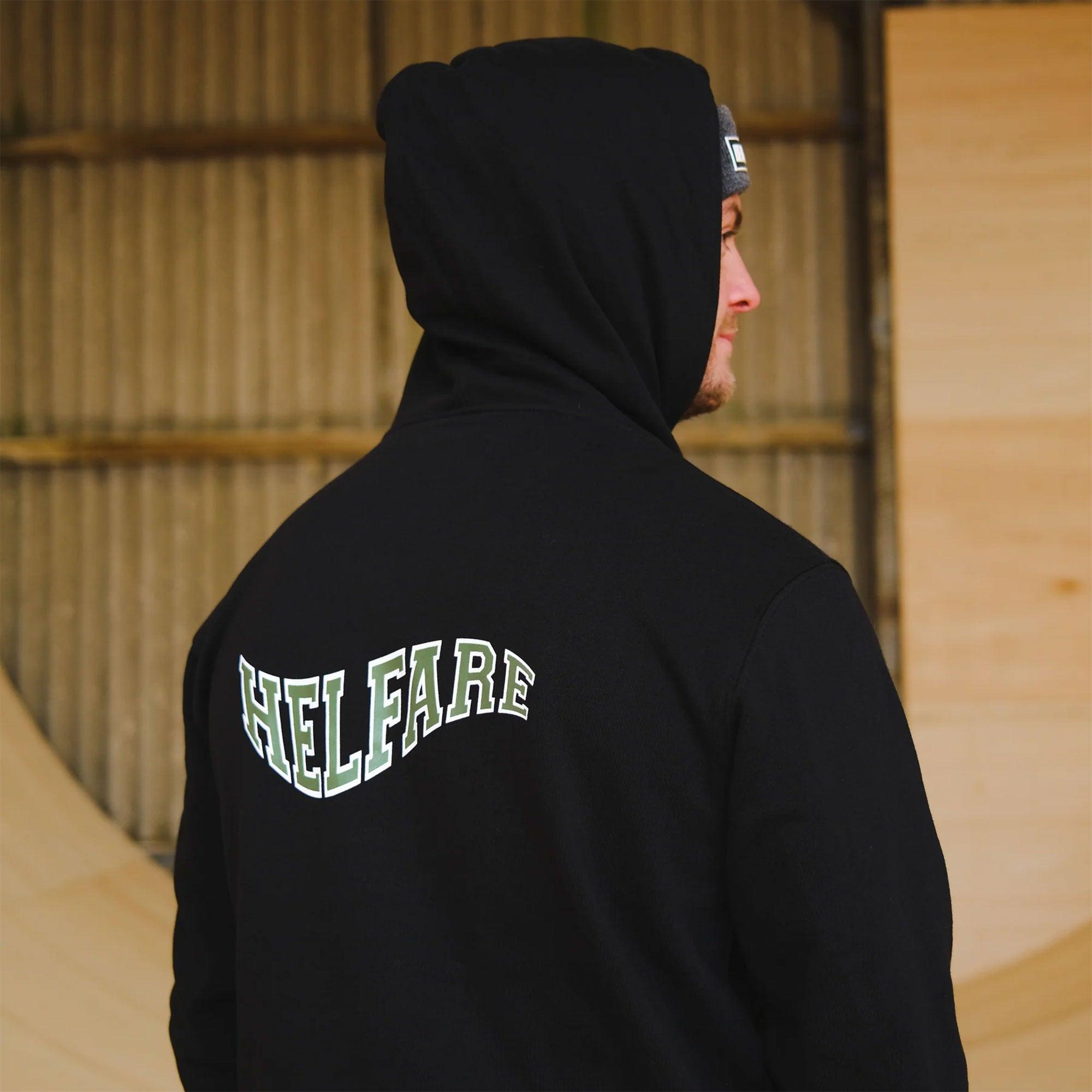 HELFARE Varsity Hoodie I Black | Rear Logo