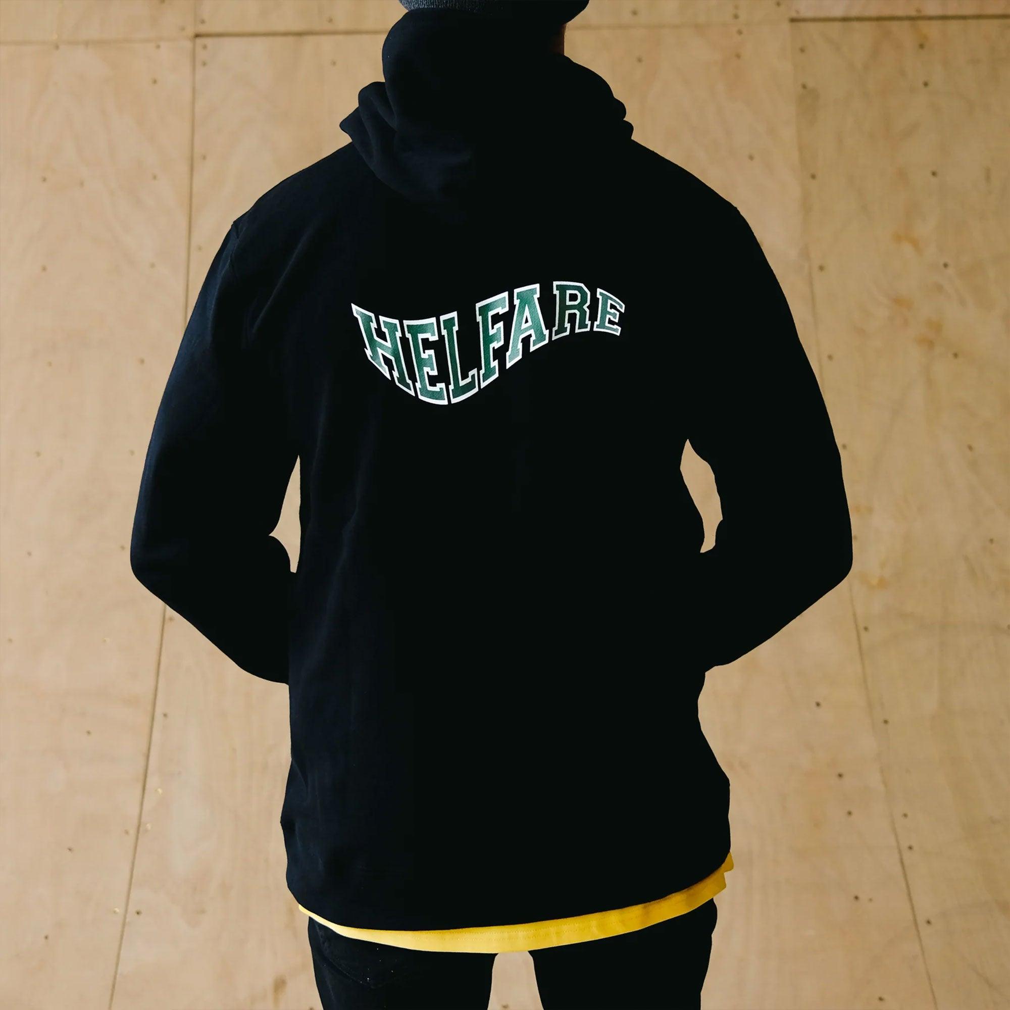 HELFARE Varsity Hoodie I Black | Rear