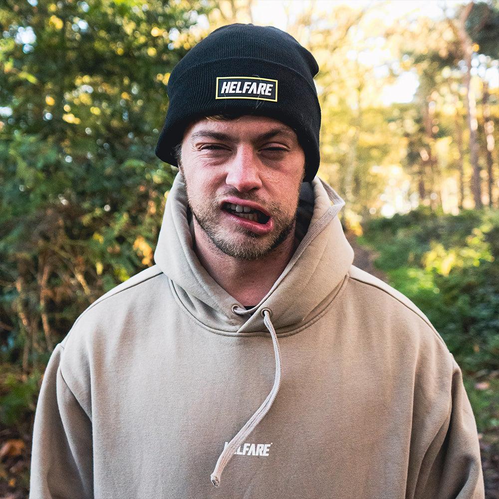 Black Cuffed Box Beanie | HELFARE High Performance MTB Kit