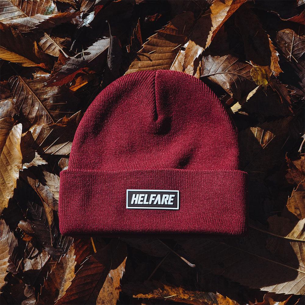Burgundy Box Cuffed Beanie | HELFARE High Performance MTB Kit