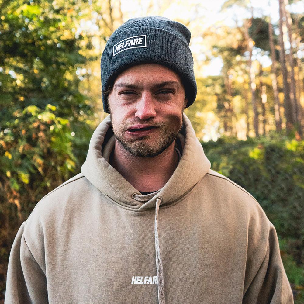 Grey Cuffed Box Beanie | HELFARE High Performance MTB Kit