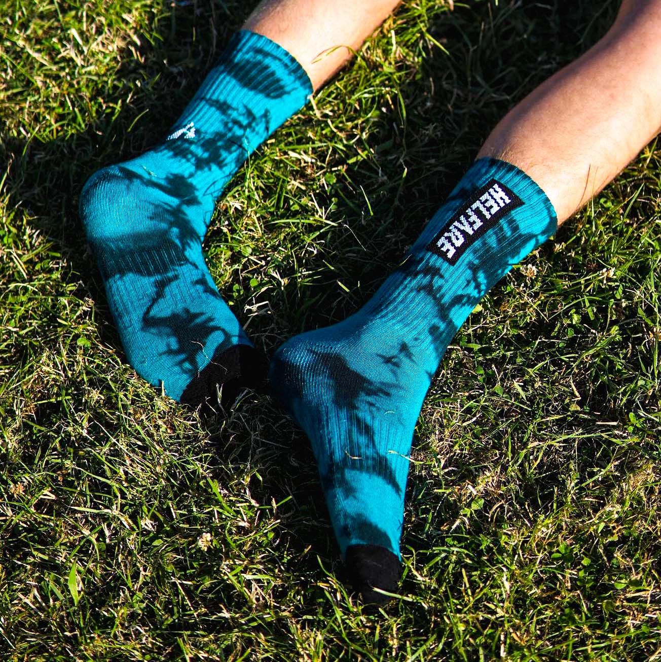 Box Logo Tie Dye Socks | The Real Teal - HELFARE