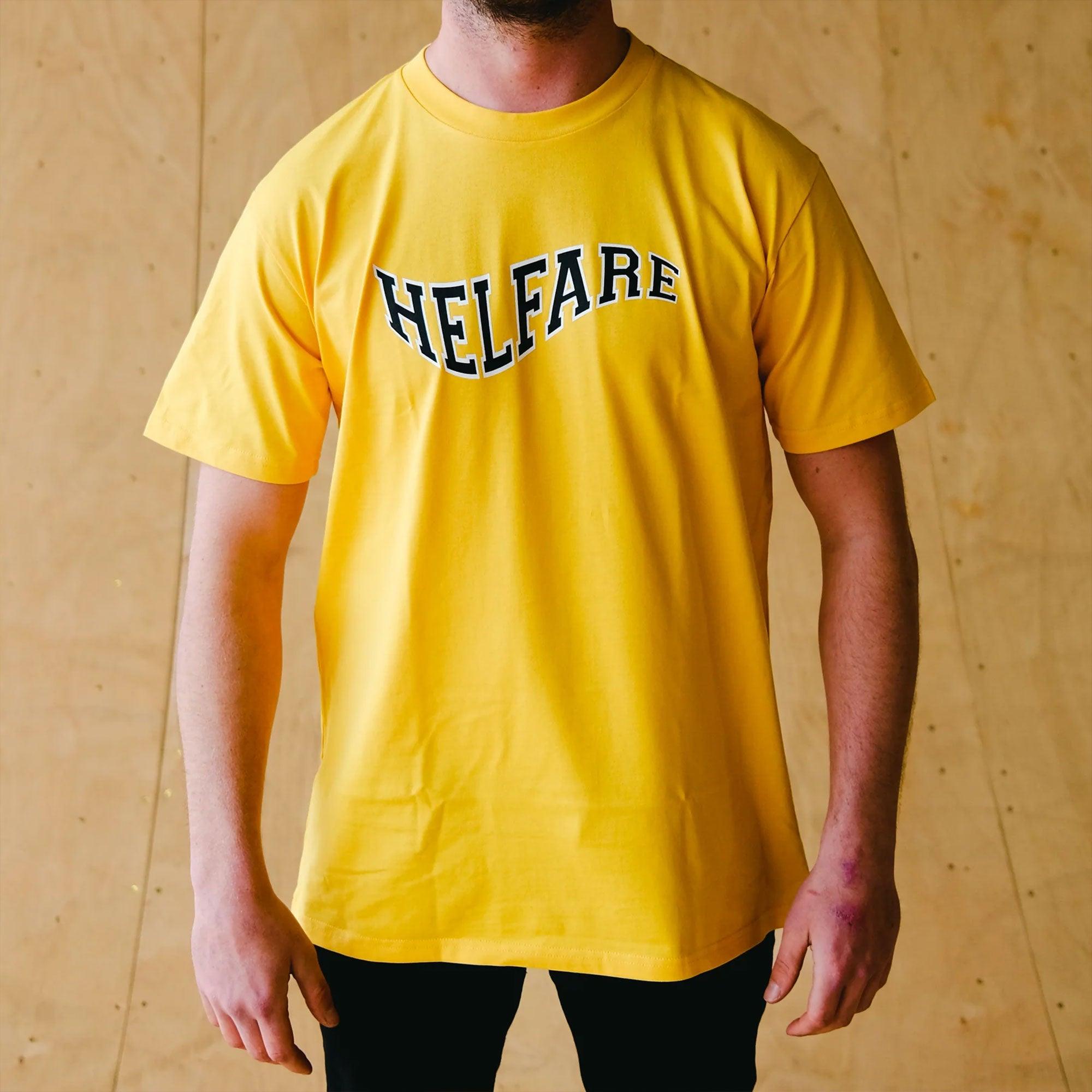 HELFARE Varsity T-Shirt I Yellow | Front